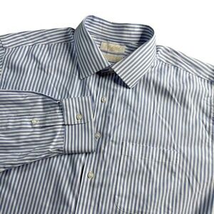 Roundtree & Yorke Gold Label Men's Sz XL Fitted Oxford  Blue Striped Dress Shirt
